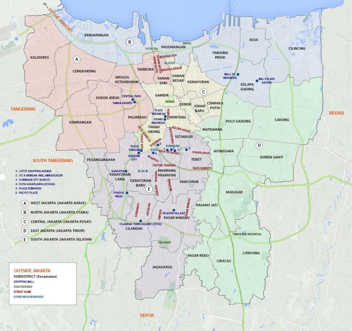 карта западној Џакарти